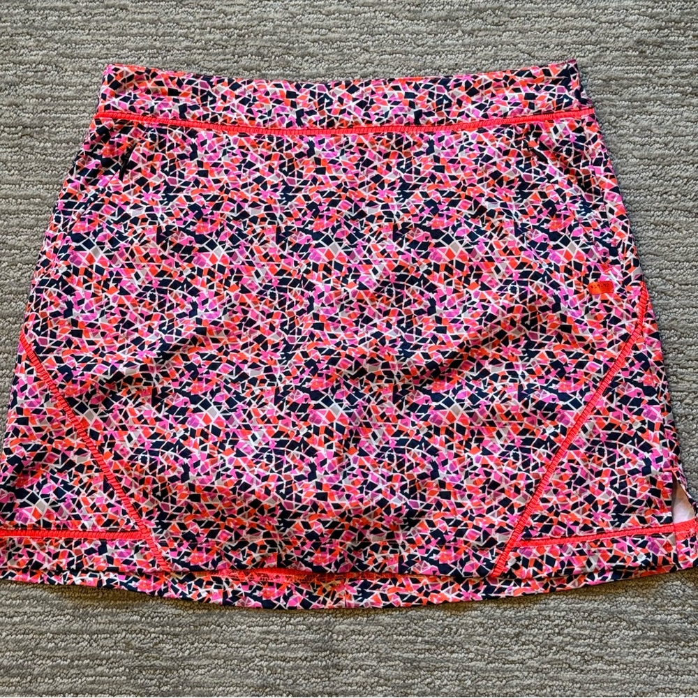 Lady Hagen‎ Size 8 Orange Navy Gray Print Skort Golf Pickle Ball Tennis Walking